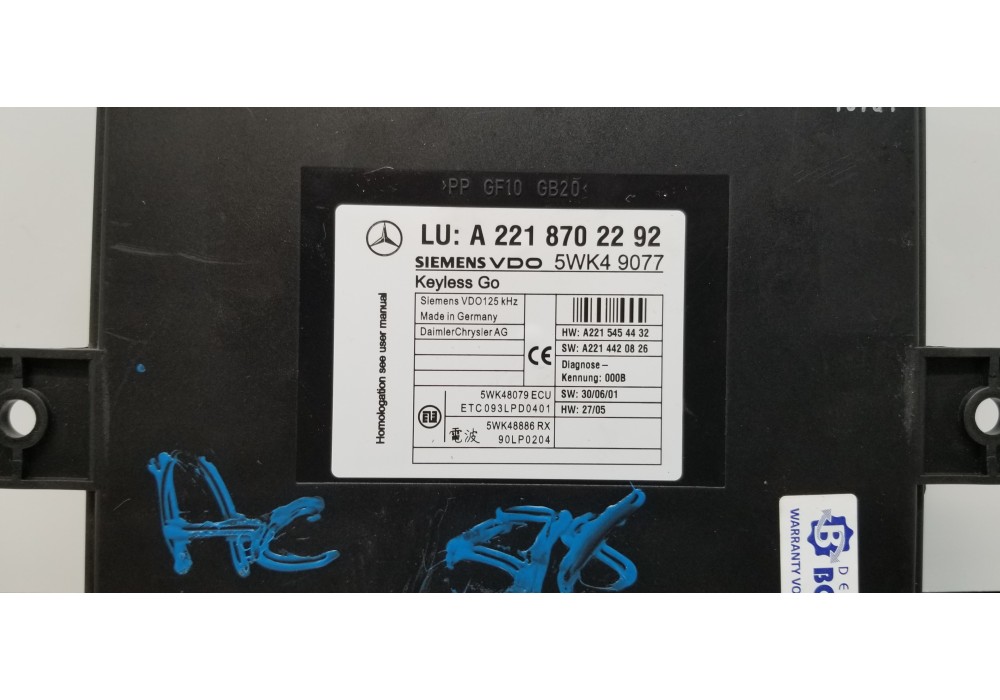 Recambio de modulo electronico para mercedes clase s (w221) berlina 420 / 450 cdi (221.028) referencia OEM IAM A2218702292  