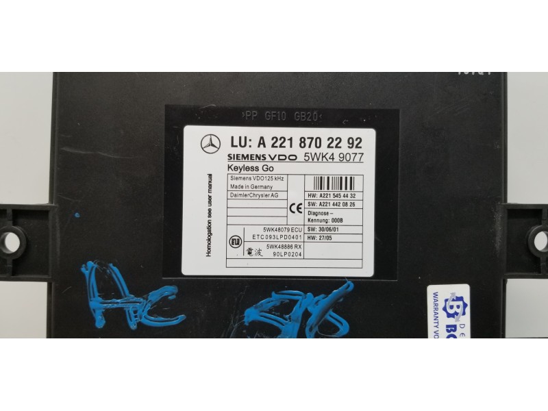 Recambio de modulo electronico para mercedes clase s (w221) berlina 420 / 450 cdi (221.028) referencia OEM IAM A2218702292  