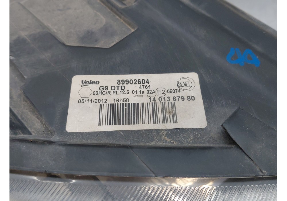 Recambio de faro derecho para citroën jumpy ii caja/chasis 2.0 hdi 125 referencia OEM IAM 1401367980  