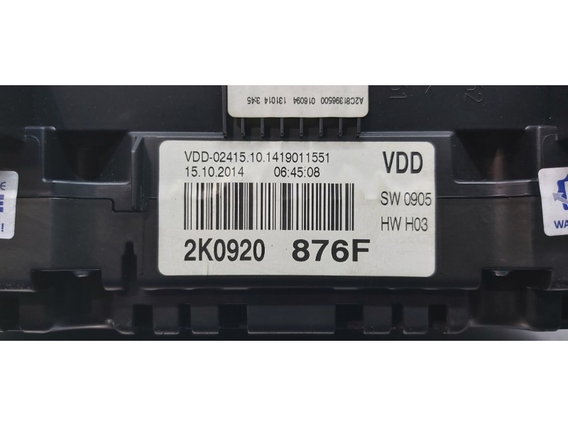 Recambio de cuadro instrumentos para volkswagen caddy ka/kb (2c) kasten bluemotion referencia OEM IAM 2K0920876F   Recambio de cuadro instrumentos para volkswagen caddy ka/kb (2c) kasten bluemotion referencia OEM IAM 2K0920876F