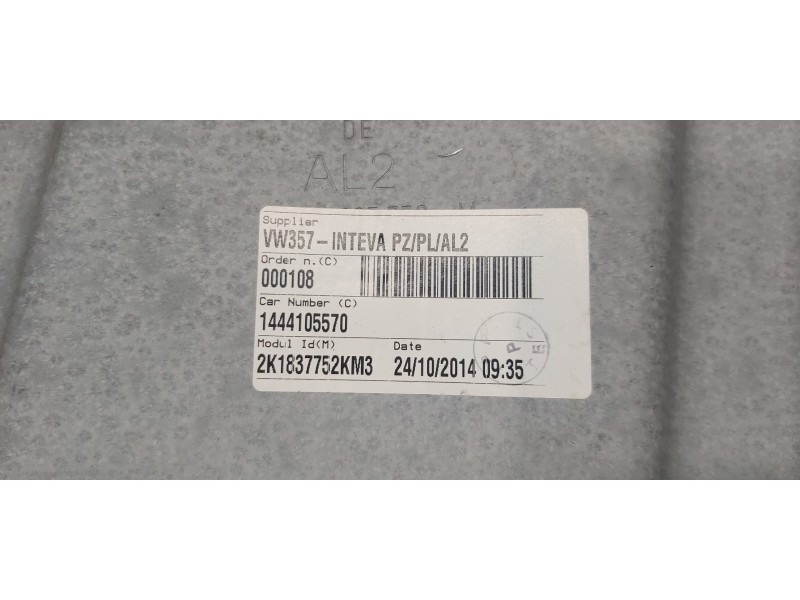 Recambio de elevalunas delantero derecho para volkswagen caddy ka/kb (2c) kasten bluemotion referencia OEM IAM 2K1837730L 2K1837 Recambio de elevalunas delantero derecho para volkswagen caddy ka/kb (2c) kasten bluemotion referencia OEM IAM 2K1837730L 2K1837