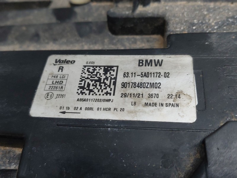 Recambio de faro derecho para bmw x1 (f48) sdrive 18 d referencia OEM IAM   