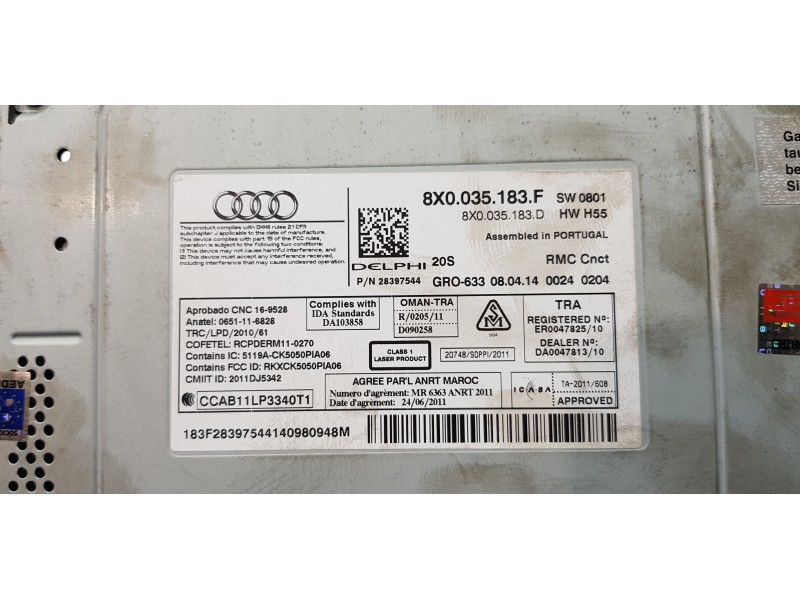 Recambio de sistema audio / radio cd para audi a1 (8x) ambition referencia OEM IAM 8X0035183F  