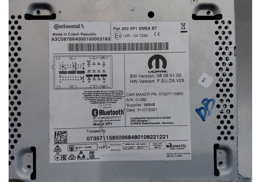 Recambio de sistema audio / radio cd para fiat doblo cargo (263_) 1.3 d multijet (263wxu1a) referencia OEM IAM   