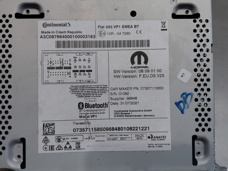 Recambio de sistema audio / radio cd para fiat doblo cargo (263_) 1.3 d multijet (263wxu1a) referencia OEM IAM   