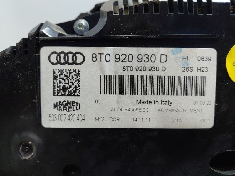 Recambio de cuadro instrumentos para audi a5 sportback (8ta) 2.0 tdi referencia OEM IAM 8T0920930D  
