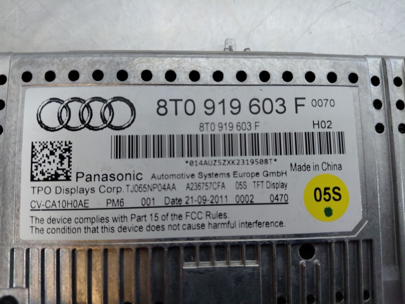 Recambio de pantalla multifuncion para audi a5 sportback (8ta) 2.0 tdi referencia OEM IAM 8T0919603F  
