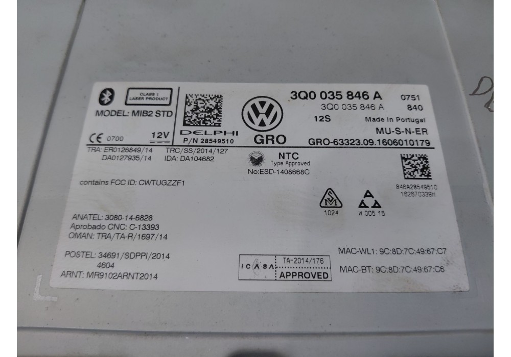 Recambio de sistema audio / radio cd para volkswagen tiguan (ad1, ax1) 1.4 tsi 4motion referencia OEM IAM   