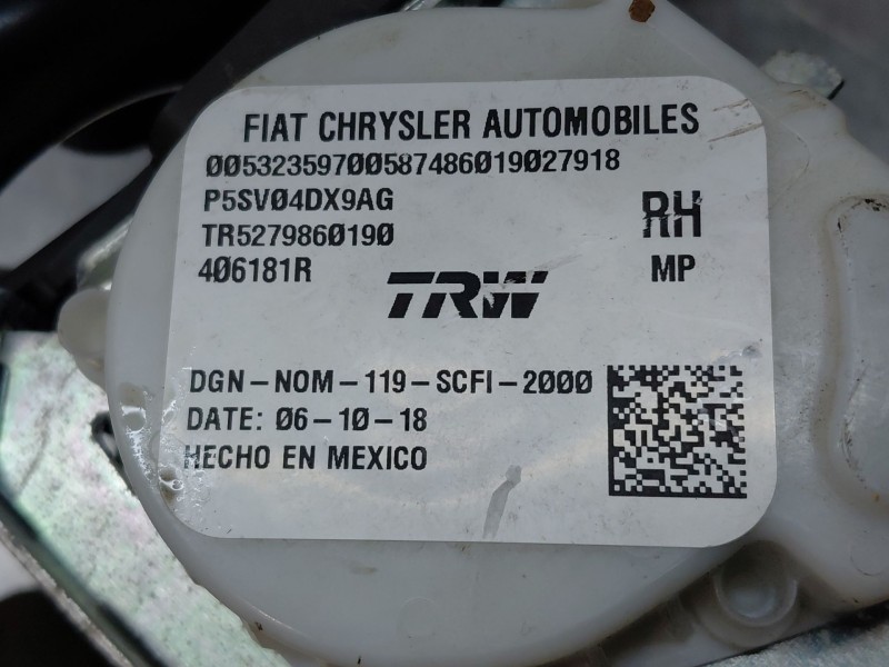 Recambio de cinturon seguridad trasero derecho para jeep compass ii multiair referencia OEM IAM   