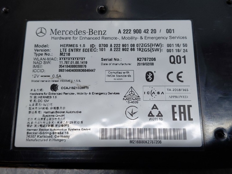 Recambio de modulo electronico para mercedes-benz clase gla (w156) 200 d referencia OEM IAM A2229004220  