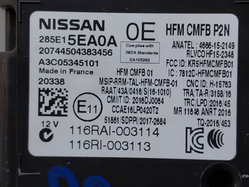 Recambio de modulo confort para nissan micra v (k14) acenta referencia OEM IAM 285E15EA0A  