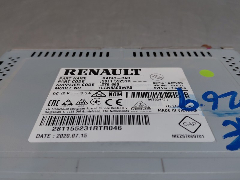 Recambio de pantalla multifuncion para dacia duster (hm_) 1.0 lpg (hmmt) referencia OEM IAM 281155231R  