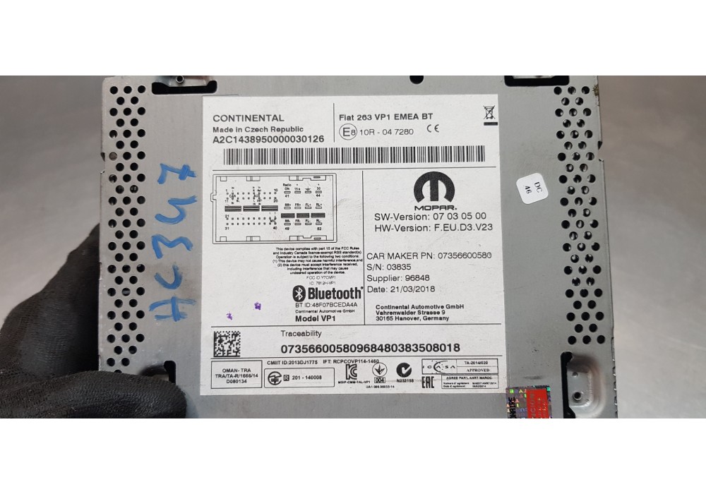 Recambio de sistema audio / radio cd para fiat doblo ii cargo (263) furgón base referencia OEM IAM 735660058 7356600580  Recambio de sistema audio / radio cd para fiat doblo ii cargo (263) furgón base referencia OEM IAM 735660058 7356600580