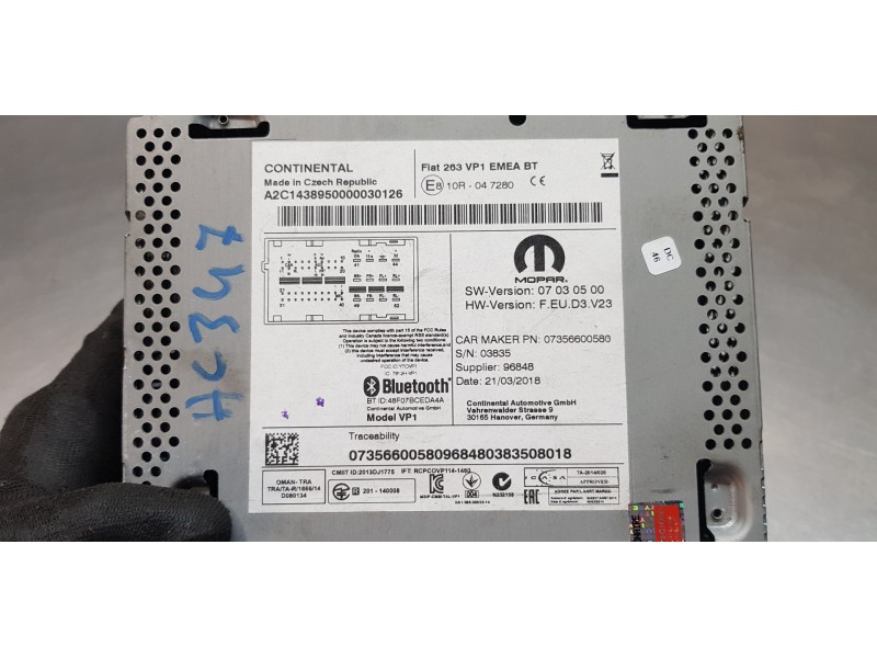 Recambio de sistema audio / radio cd para fiat doblo ii cargo (263) furgón base referencia OEM IAM 735660058 7356600580  Recambio de sistema audio / radio cd para fiat doblo ii cargo (263) furgón base referencia OEM IAM 735660058 7356600580