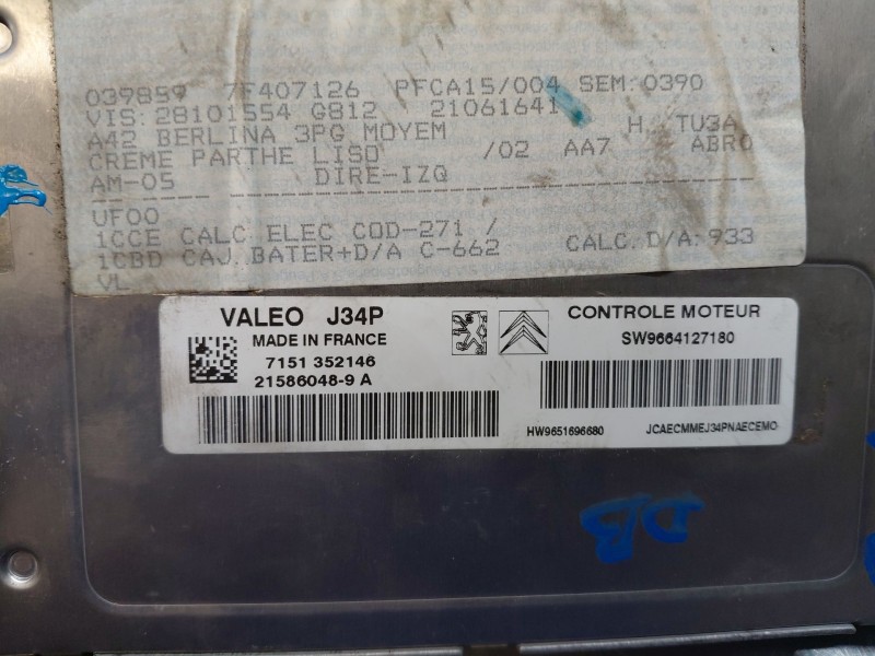 Recambio de centralita motor uce para citroën c3 pluriel (hb_) 1.4 referencia OEM IAM   