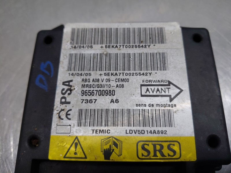 Recambio de centralita airbag para peugeot 1007 (km_) 1.4 hdi referencia OEM IAM 9656700980  