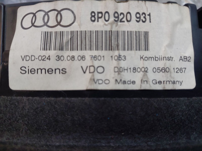 Recambio de cuadro instrumentos para audi a3 sportback (8pa) 1.9 tdi referencia OEM IAM 8P0920931  