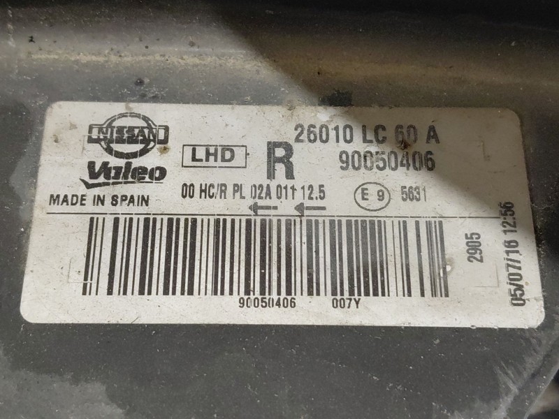 Recambio de faro derecho para nissan nt400 cabstar (f24m) 28.12, 32.12, 35.12 (f91an) referencia OEM IAM 26010LC60A  