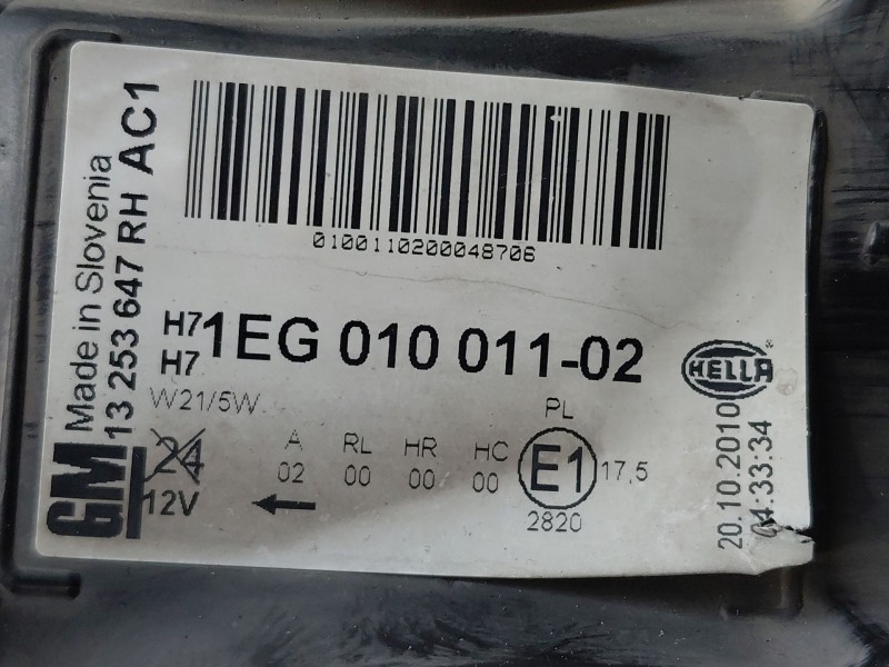 Recambio de faro derecho para opel astra j (p10) 1.7 cdti (68) referencia OEM IAM 13253647  