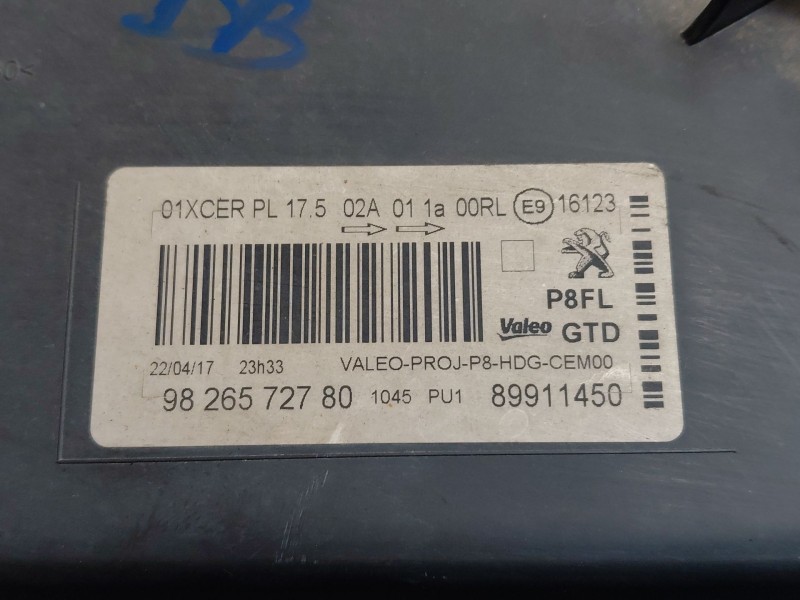 Recambio de faro izquierdo para peugeot 3008 active referencia OEM IAM   