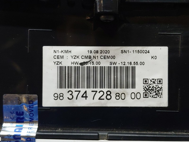 Recambio de cuadro instrumentos para peugeot expert furgoneta (v_) 1.6 bluehdi 115 referencia OEM IAM 9837472880  