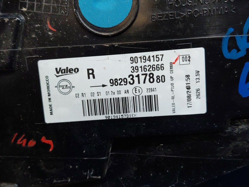 Recambio de piloto trasero derecho para opel corsa f hybrid referencia OEM IAM 9829317880  