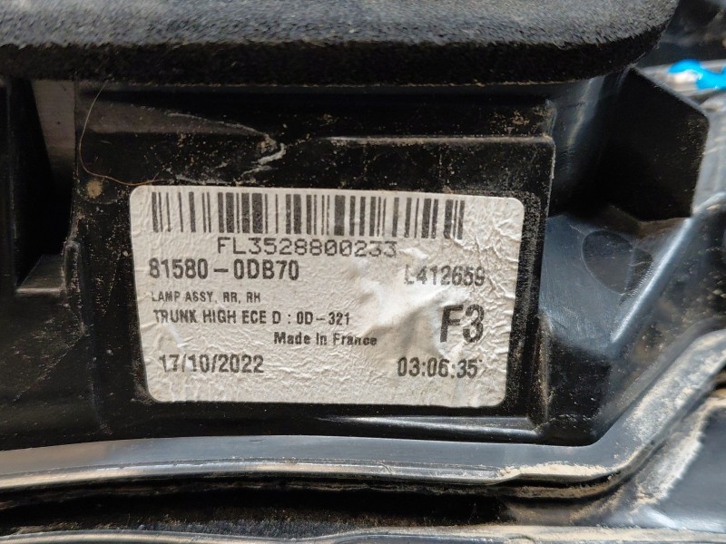 Recambio de piloto trasero derecho interior para toyota yaris cross mpx style referencia OEM IAM   