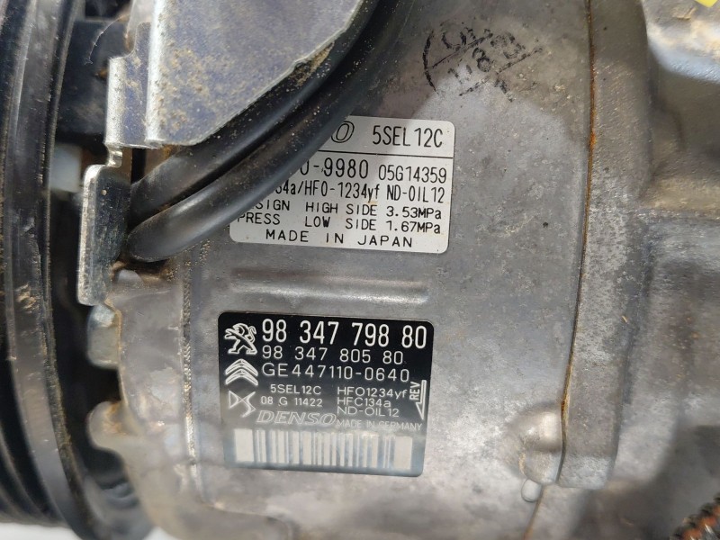Recambio de compresor aire acondicionado para peugeot 2008 (p2) active referencia OEM IAM 9834779880  