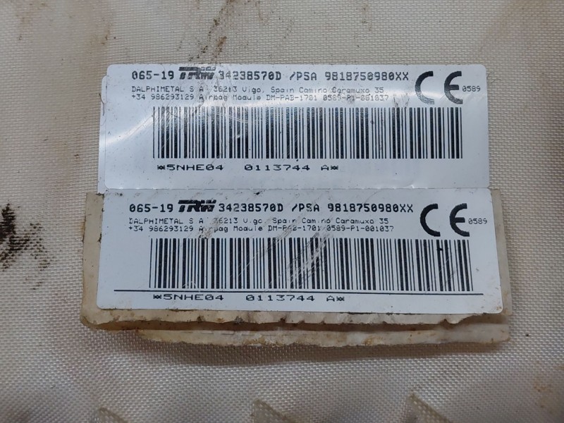 Recambio de kit airbag para peugeot rifter active referencia OEM IAM 98185172ZD  