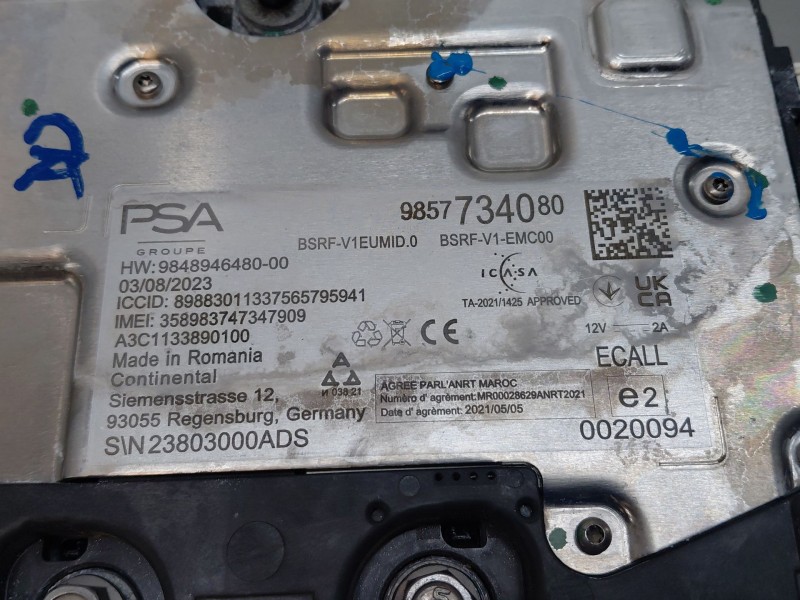 Recambio de antena para peugeot 2008 (p2) active referencia OEM IAM 9857734080  