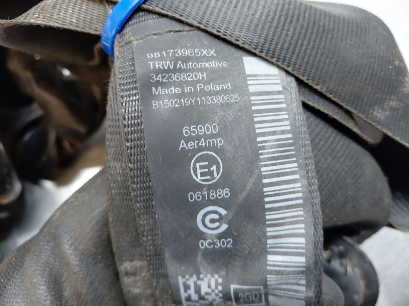 Recambio de cinturon seguridad trasero derecho para peugeot rifter active referencia OEM IAM   