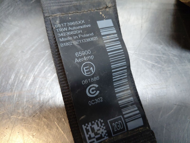 Recambio de cinturon seguridad trasero izquierdo para peugeot rifter active referencia OEM IAM   