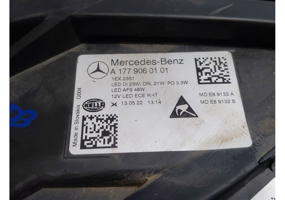 Recambio de faro izquierdo para mercedes-benz clase a (w177) a 180 d (177.003) referencia OEM IAM A1779060101  