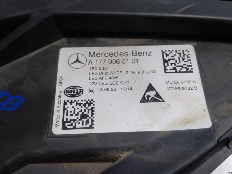 Recambio de faro izquierdo para mercedes-benz clase a (w177) a 180 d (177.003) referencia OEM IAM A1779060101  