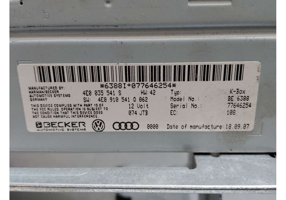 Recambio de sistema audio / radio cd para audi q7 (4lb) 3.0 tdi quattro referencia OEM IAM 4E0035541S 4E0910541Q 
