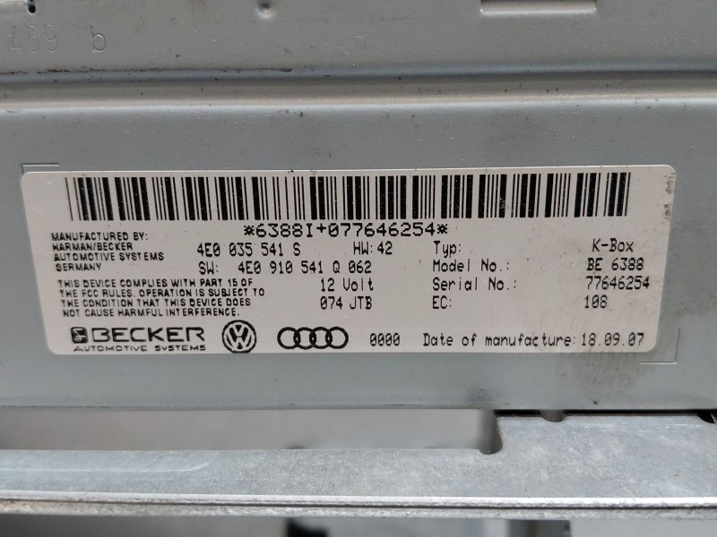 Recambio de sistema audio / radio cd para audi q7 (4lb) 3.0 tdi quattro referencia OEM IAM 4E0035541S 4E0910541Q 