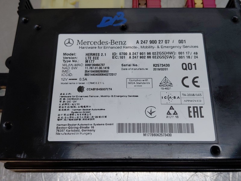 Recambio de modulo electronico para mercedes-benz clase a (w177) a 200 d (177.012) referencia OEM IAM   