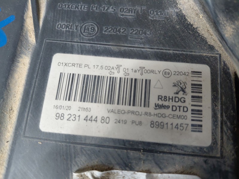 Recambio de faro derecho para peugeot 508 active referencia OEM IAM 1698658780 9823144480 