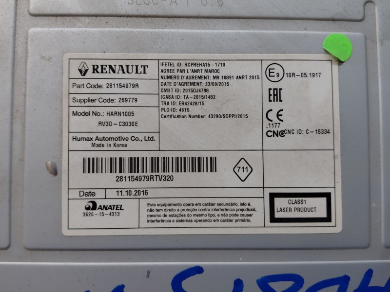 Recambio de sistema audio / radio cd para dacia logan ii ambiance referencia OEM IAM   