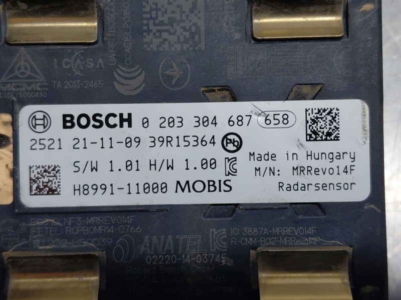 Recambio de sensor radar ( distronic ) para hyundai kona hybrid referencia OEM IAM 0203304687 H899111000 