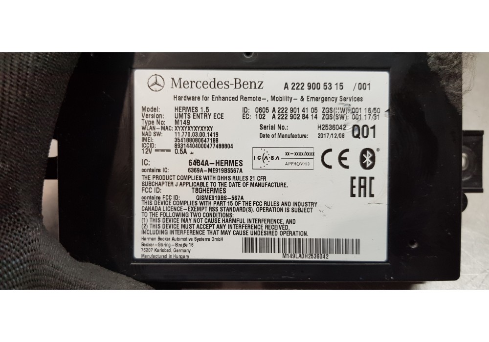 Recambio de modulo electronico para mercedes clase b (w246) b 200 cdi (246.208) referencia OEM IAM A2229005315  