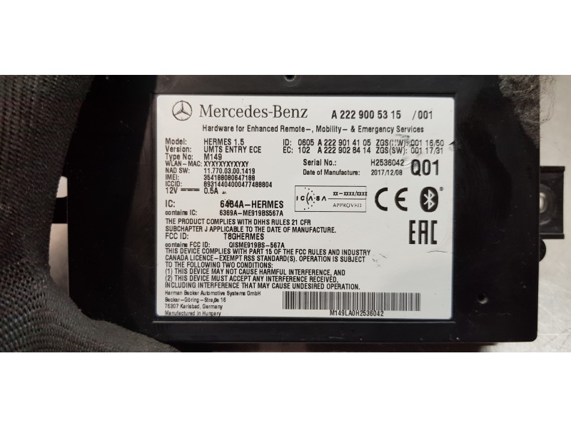 Recambio de modulo electronico para mercedes clase b (w246) b 200 cdi (246.208) referencia OEM IAM A2229005315  