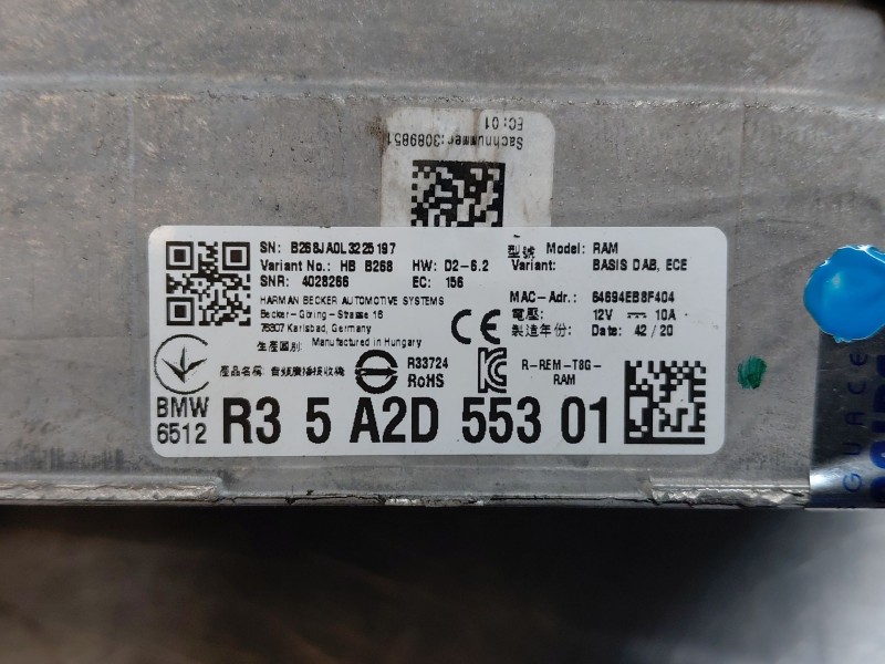 Recambio de modulo electronico para bmw 3 touring (g21, g81) 318 d referencia OEM IAM 6512R35A2D55301  
