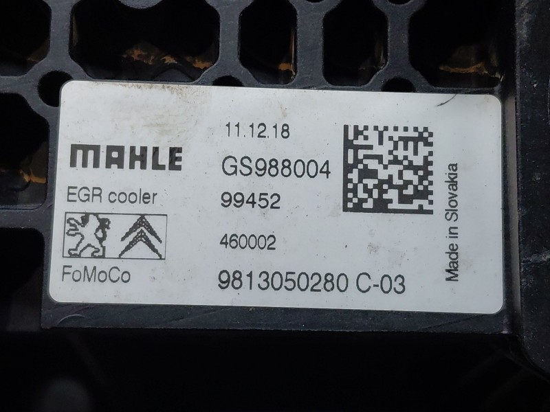 Recambio de enfriador egr para peugeot 3008 active referencia OEM IAM 9813050280  