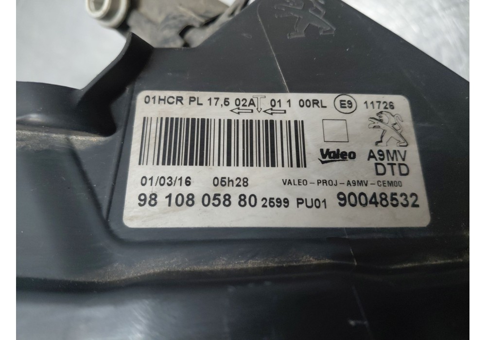 Recambio de faro derecho para peugeot 208 i (ca_, cc_) 1.6 hdi / bluehdi 75 referencia OEM IAM 9810805880  