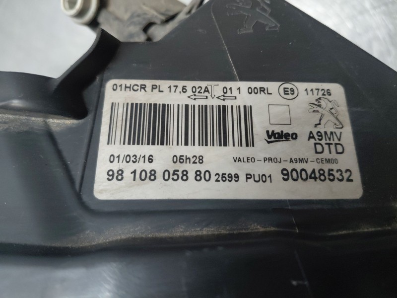 Recambio de faro derecho para peugeot 208 i (ca_, cc_) 1.6 hdi / bluehdi 75 referencia OEM IAM 9810805880  