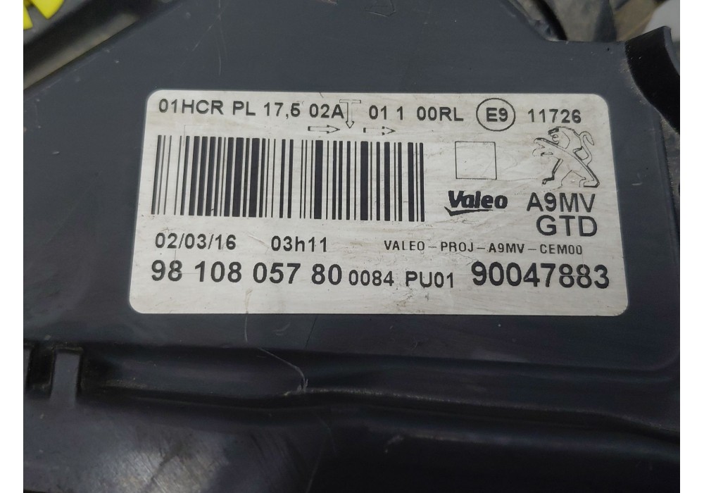 Recambio de faro izquierdo para peugeot 208 i (ca_, cc_) 1.6 hdi / bluehdi 75 referencia OEM IAM 9810805780  