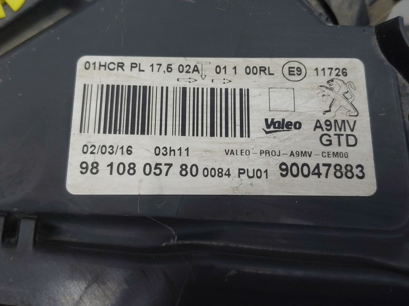 Recambio de faro izquierdo para peugeot 208 i (ca_, cc_) 1.6 hdi / bluehdi 75 referencia OEM IAM 9810805780  