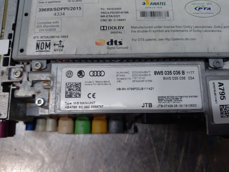 Recambio de sistema audio / radio cd para audi a4 avant (8w5) s line referencia OEM IAM   