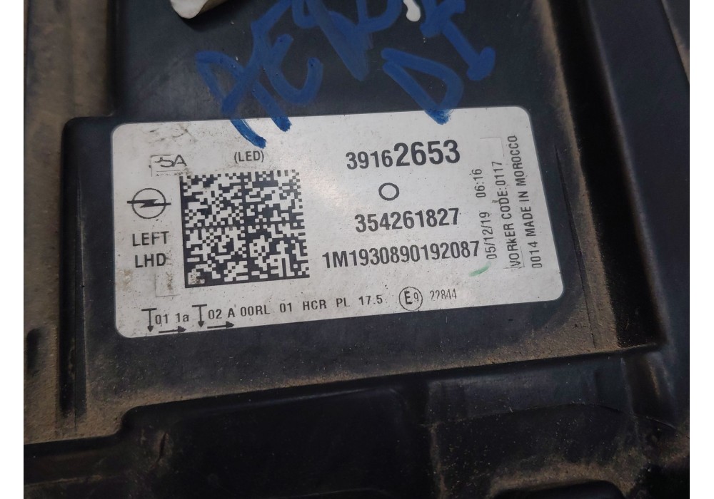 Recambio de faro izquierdo para opel corsa f (p2jo) 1.2 (68) referencia OEM IAM 9829522780  